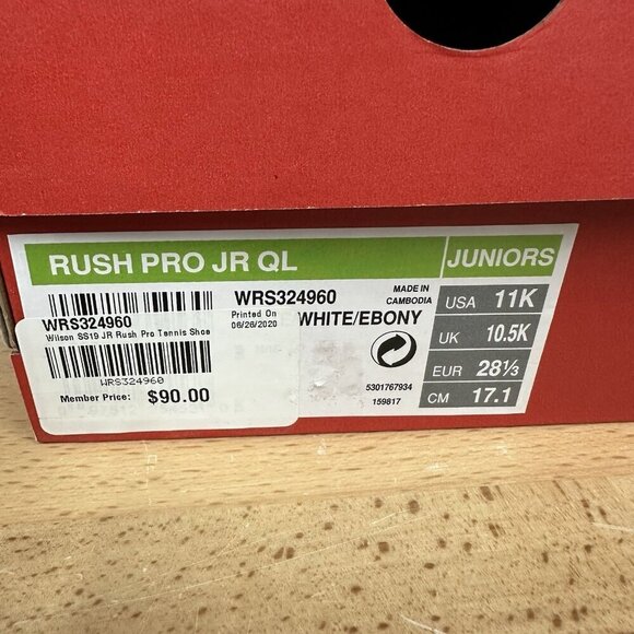 Wilson Rush Pro JR QL Junior Size 11K White/Ebony With Box WRS324960 - Picture 7 of 7